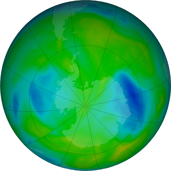 Antarctic ozone map for 07 December 2024